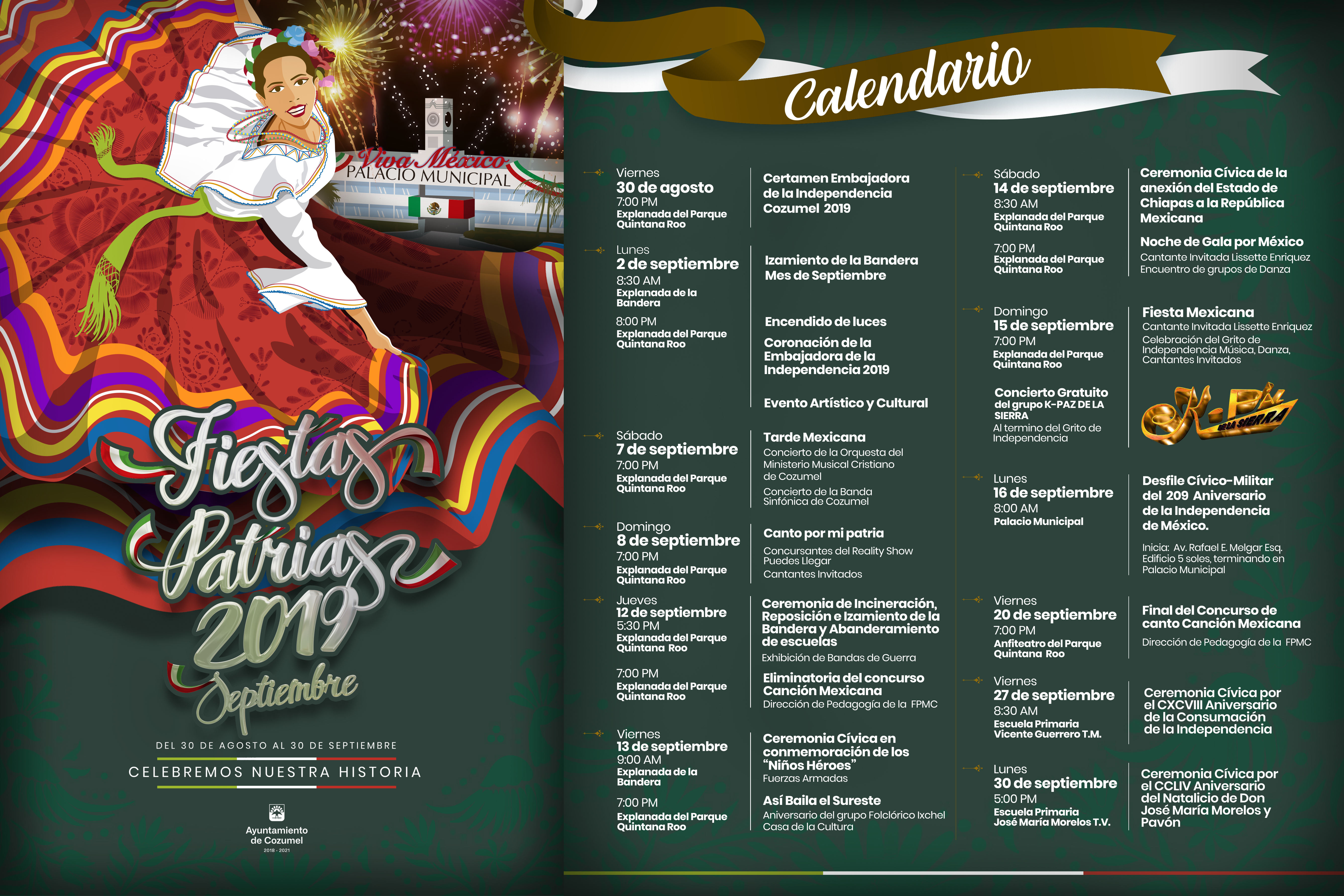 Se anuncia el programa de las Fiestas Patrias 2019 en Cozumel - Revista  Gente Quintana Roo