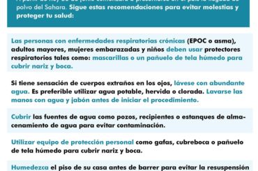 Recomendaciones para evitar molestias y riesgos a la salud por la llegada del polvo del Sahara