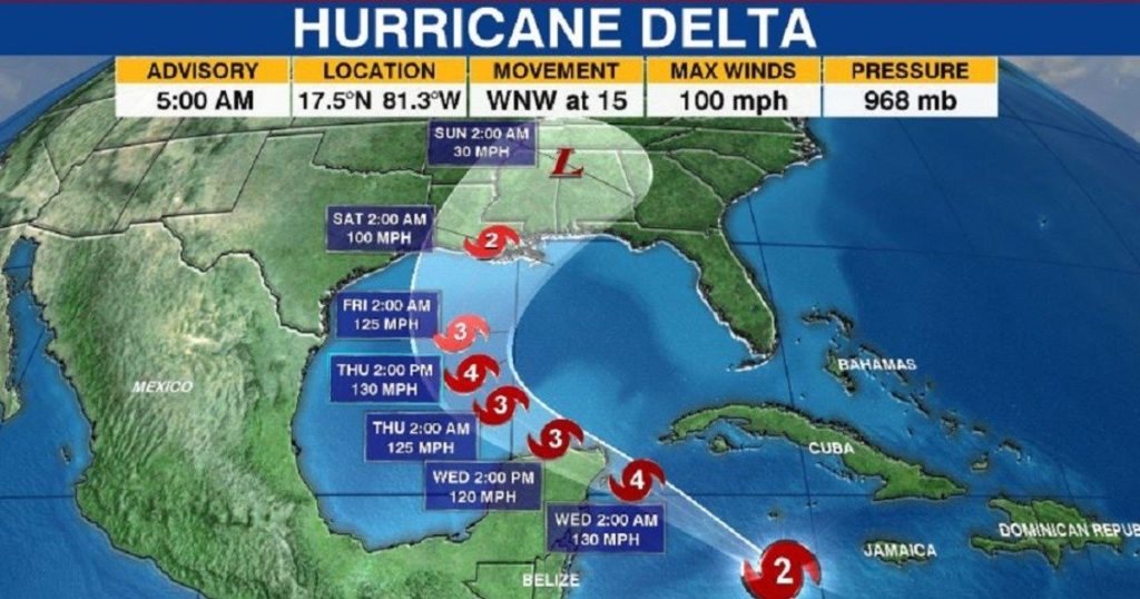 Actualización de la trayectoria del huracán Delta