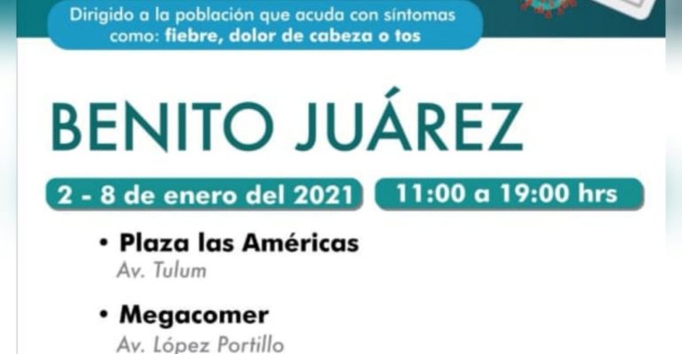 Módulos de aplicación de pruebas rápidas del 2 al 8 de enero