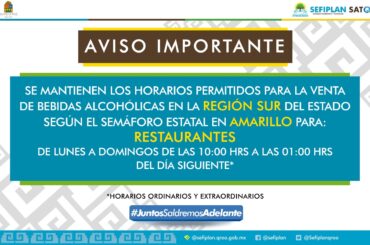 SEFIPLAN actualiza horarios permitidos para la venta de alcohol en el Estado