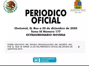 Periódico Oficial de vanguardia en Quintana Roo