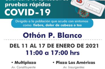 El 11 de enero inicia la tercera etapa de aplicación de pruebas rápidas de Covid-19