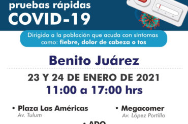 Del 19 al 24 de enero se realizarán pruebas rápidas en el municipio de Felipe Carrillo Puerto